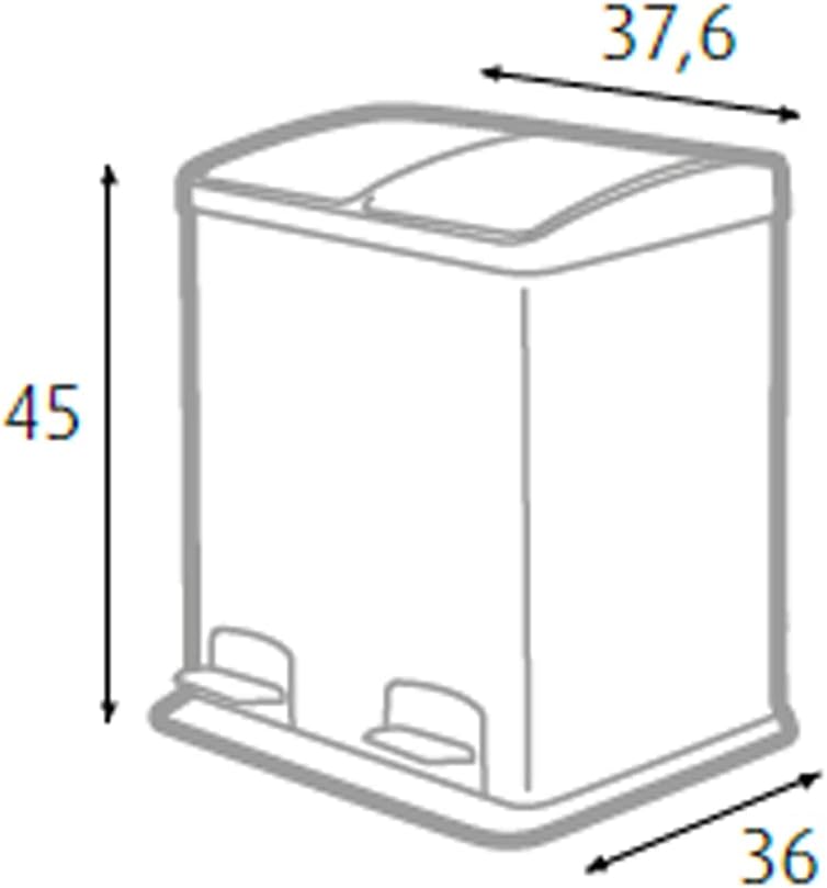 King Home Pattumiera 2x12 l per raccolta differenziata 37,6x36x45h cm con pedale