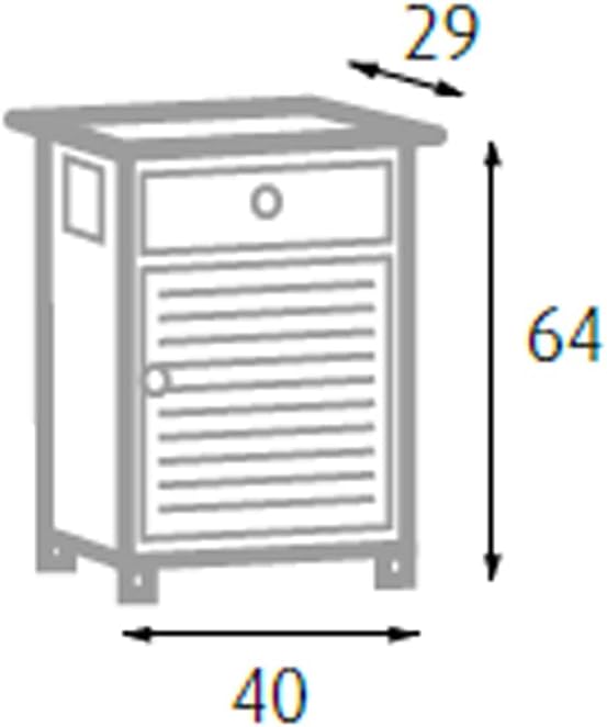 King Home Cassettiera In Legno di Paulownia 40x29x64h cm 1 Cassetto + Anta bianca