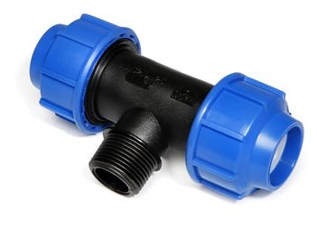 IRRIG.COMPRESSIONE:RACCORDO T 25+FIL.M3/4 X TUBO PE confezione da PEZZI 10