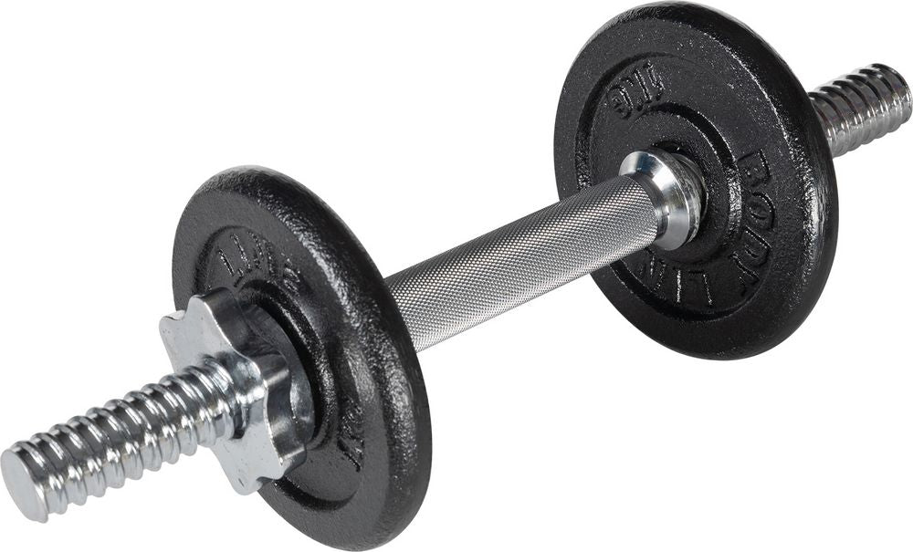Asta cromata per manubrio con ghiera per dischi in ghisa - lunghezza 33cm e diametro 25mm - peso 1,2 kg