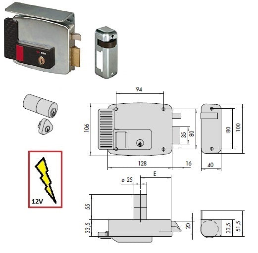 CISA SERRATURA 11731-70 DX ELETT. APPL.X FERRO
