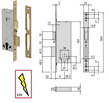 CISA SERRATURA 12016-60 ELETT.INF. X LEGNO S/CILINDRO