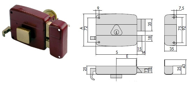 CISA SERRATURA 50110-70 SX APPL. X LEGNO