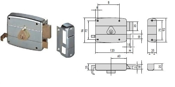 CISA SERRATURA 50521-60 DX APPL. X FERRO