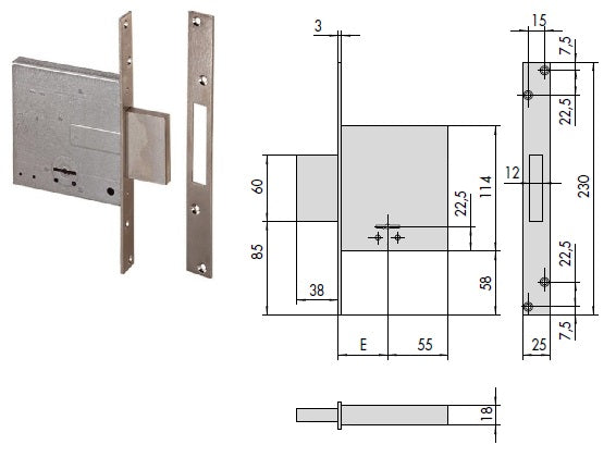 CISA SERRATURA 57010-60 INF. D.MAPPA X LEGNO