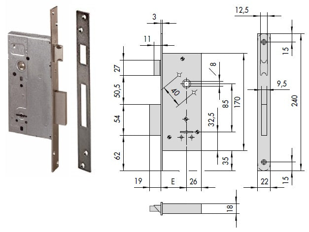 CISA SERRATURA 57211-50 INF. D.MAPPA X LEGNO