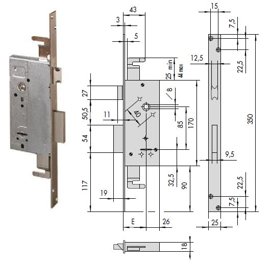 CISA SERRATURA 57215-50 INF. D.MAPPA X LEGNO