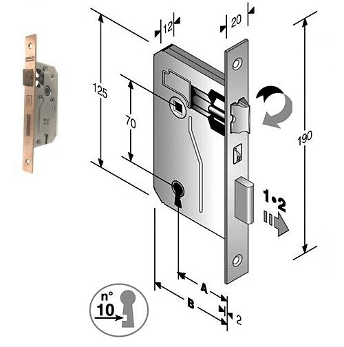 SERRATURA PATENT PICCOLA B.Q. F.BRONZ. Q8 MM.40