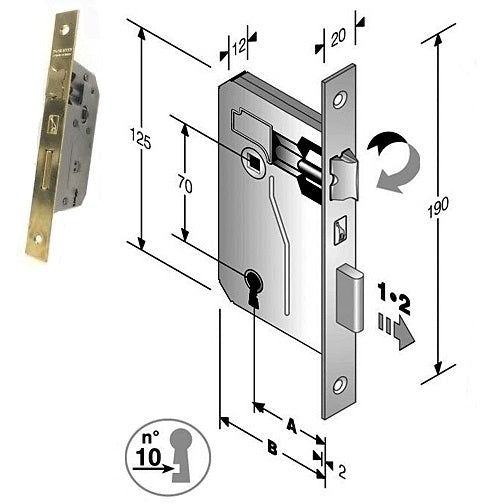 SERRATURA PATENT PICCOLA B.Q. F.OTTON. Q8 MM.40