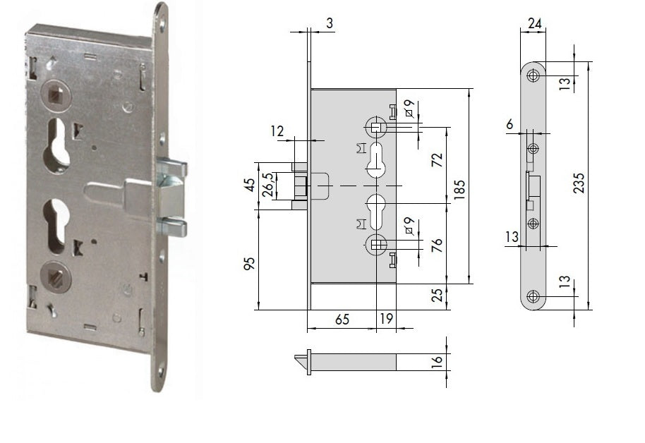 CISA SERRATURA INFIL. ART.43020.65 X MANIGL.TAGLIAFUOCO 1 MA