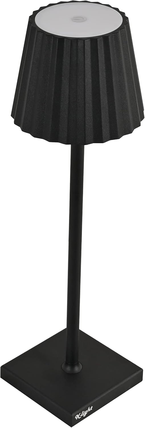 King Home Lampada da tavolo K-light in alluminio, luce bianca calda antiriflesso regolabile, Nero 10x10x38h cm