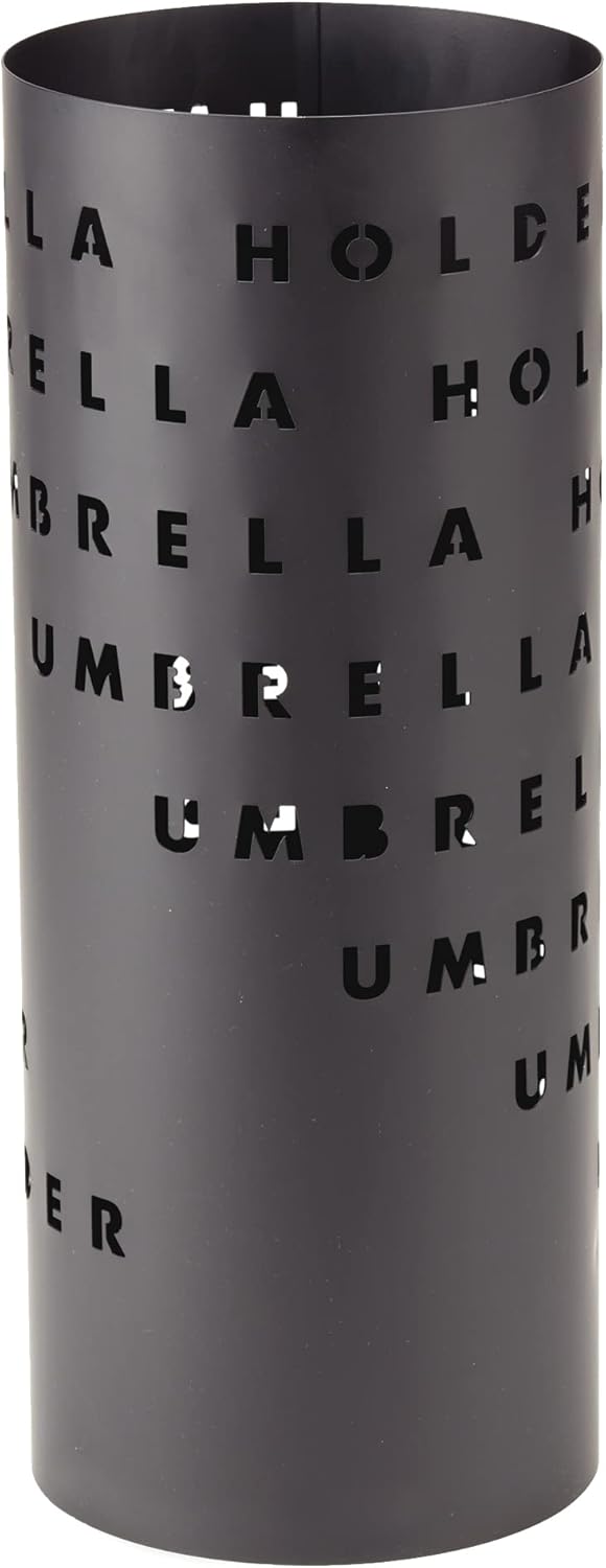 King Home PORTAOMBRELLI TONDO NERO "UMBRELLA" in metallo verniciato 18x46h cm