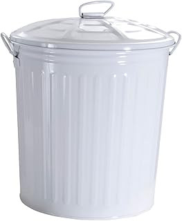 King Home BIDONE LT.18 VERNICIATO BIANCO con coperchio e maniglie laterali 31x35h cm