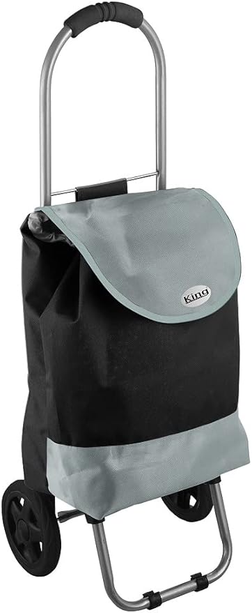 King Home TROLLEY SPESA NERO BICOLOR impermeabile 32x25x88h cm beige/nero