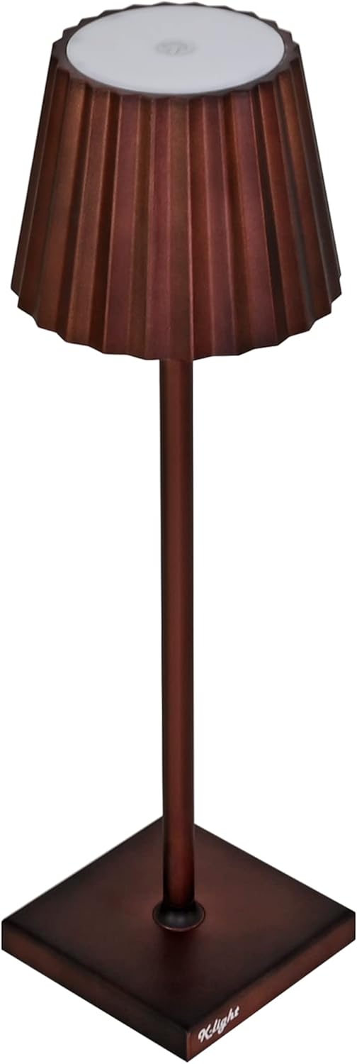 King Home Lampada da tavolo K-light in alluminio, luce bianca calda antiriflesso regolabile, Ruggine 10x10x38h cm