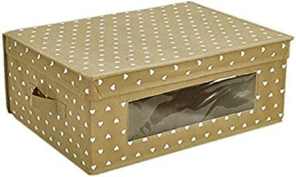 King Home SCATOLA KING BOX IN TNT BEIGE 48x36x19h cm con maniglie laterali e finestrella trasparente