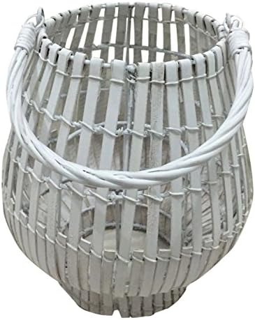 King Home LANTERNA BAMBOO WHITE C/BICCHIERE 20x39h cm
