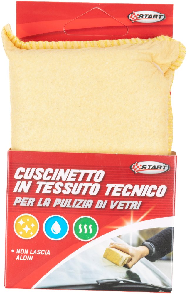 Cuscinetto singolo in tessuto tecnico puliscivetro dim.: 12x8x3,5 cm