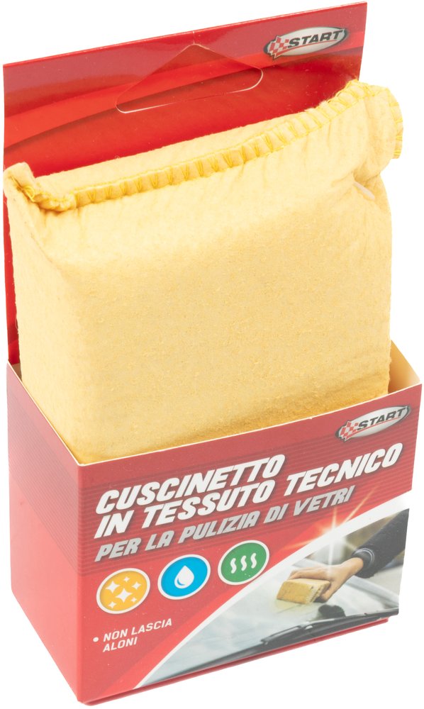 Cuscinetto singolo in tessuto tecnico puliscivetro dim.: 12x8x3,5 cm