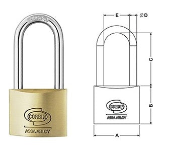 LUCCHETTO CORBIN OTTONE ARCO LUNGO MM.40PL11240