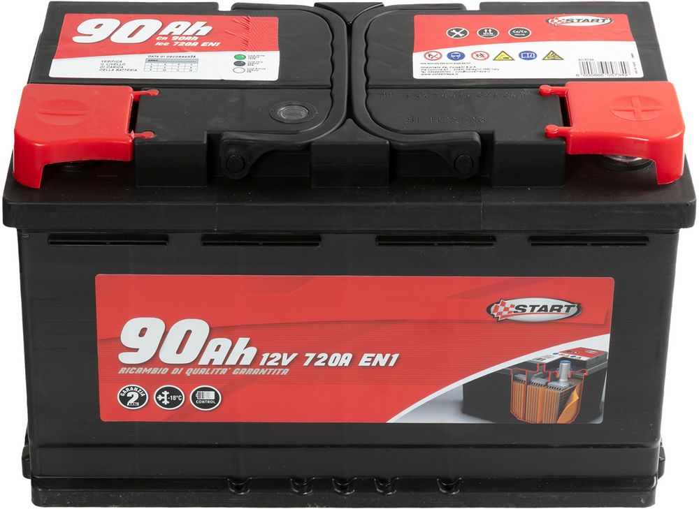 START Batteria Auto 90AH 12V 720A polo positivo destro Cassetta L4 Originale