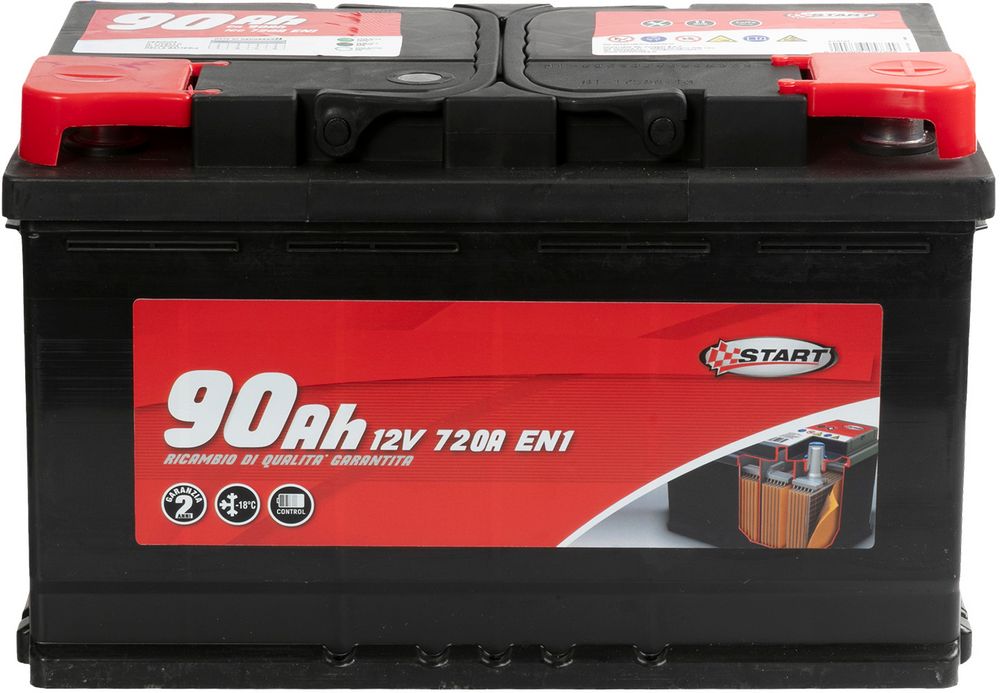 START Batteria Auto 90AH 12V 720A polo positivo destro Cassetta L4 Originale