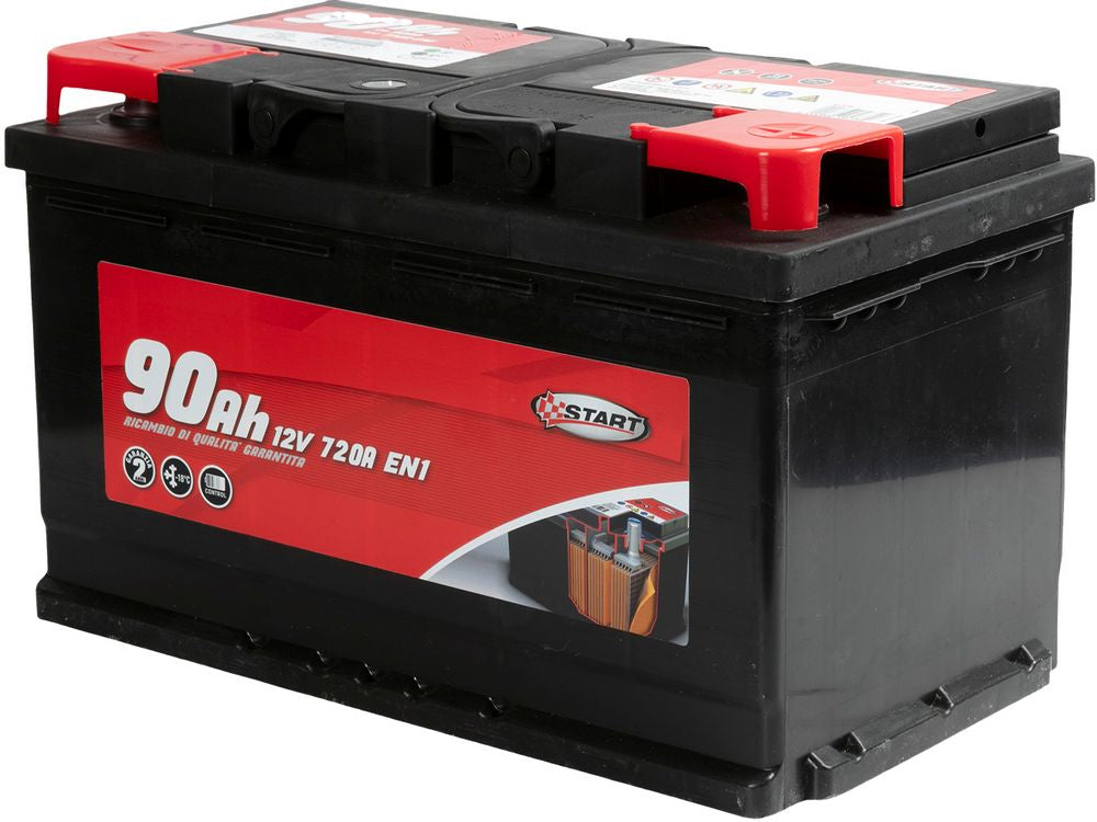 START Batteria Auto 90AH 12V 720A polo positivo destro Cassetta L4 Originale