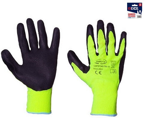 GUANTI COTONE GIALLO FLUO PALMO LATTICETG. 9 LIGHT APPENDIB confezione da PAIA 12
