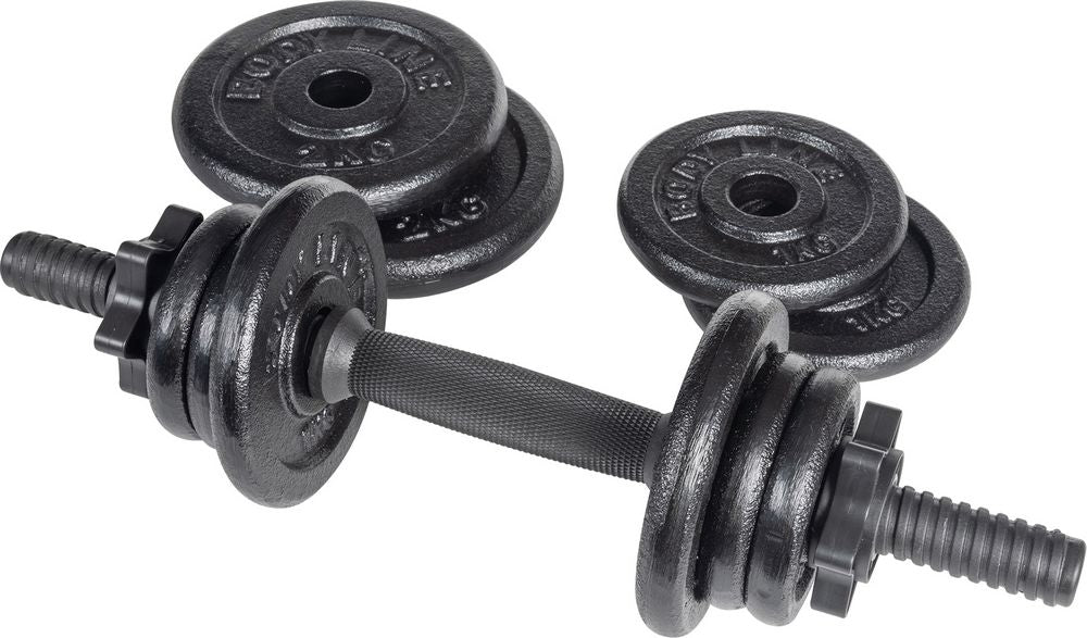 BODYLINE Kit composto da manubrio in vinile con ghiera e dischi ghisa Qualita