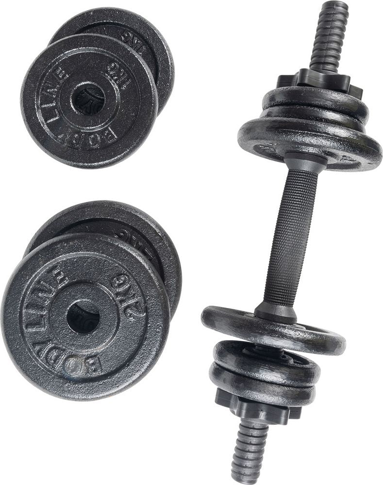 BODYLINE Kit composto da manubrio in vinile con ghiera e dischi ghisa Qualita