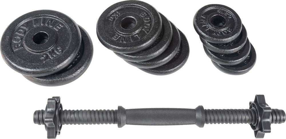 BODYLINE Kit composto da manubrio in vinile con ghiera e dischi ghisa Qualita