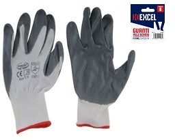GUANTI NYLON PALMO NITRILE PESANTI TG. 9L GRIGIO APPENDIBIL confezione da PAIA 12