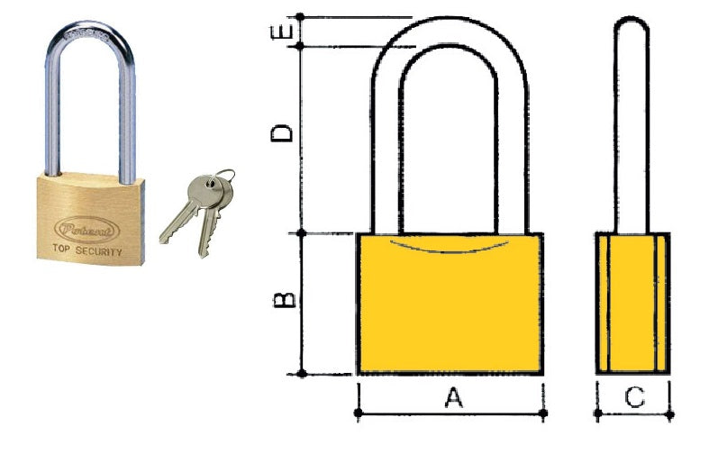 LUCCHETTO POTENT OTTONE ARCO LUNGO MM.40