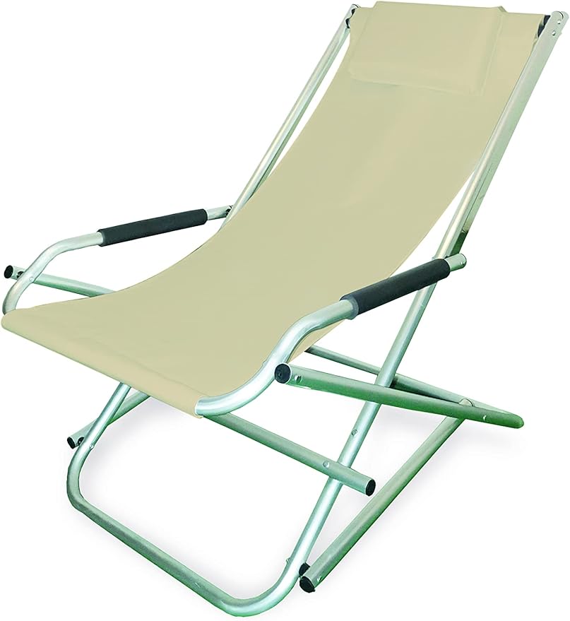 Garden Friend Sdraio Elba Basculante in alluminio e PVC 600D 60x97x70h cm Colore Beige