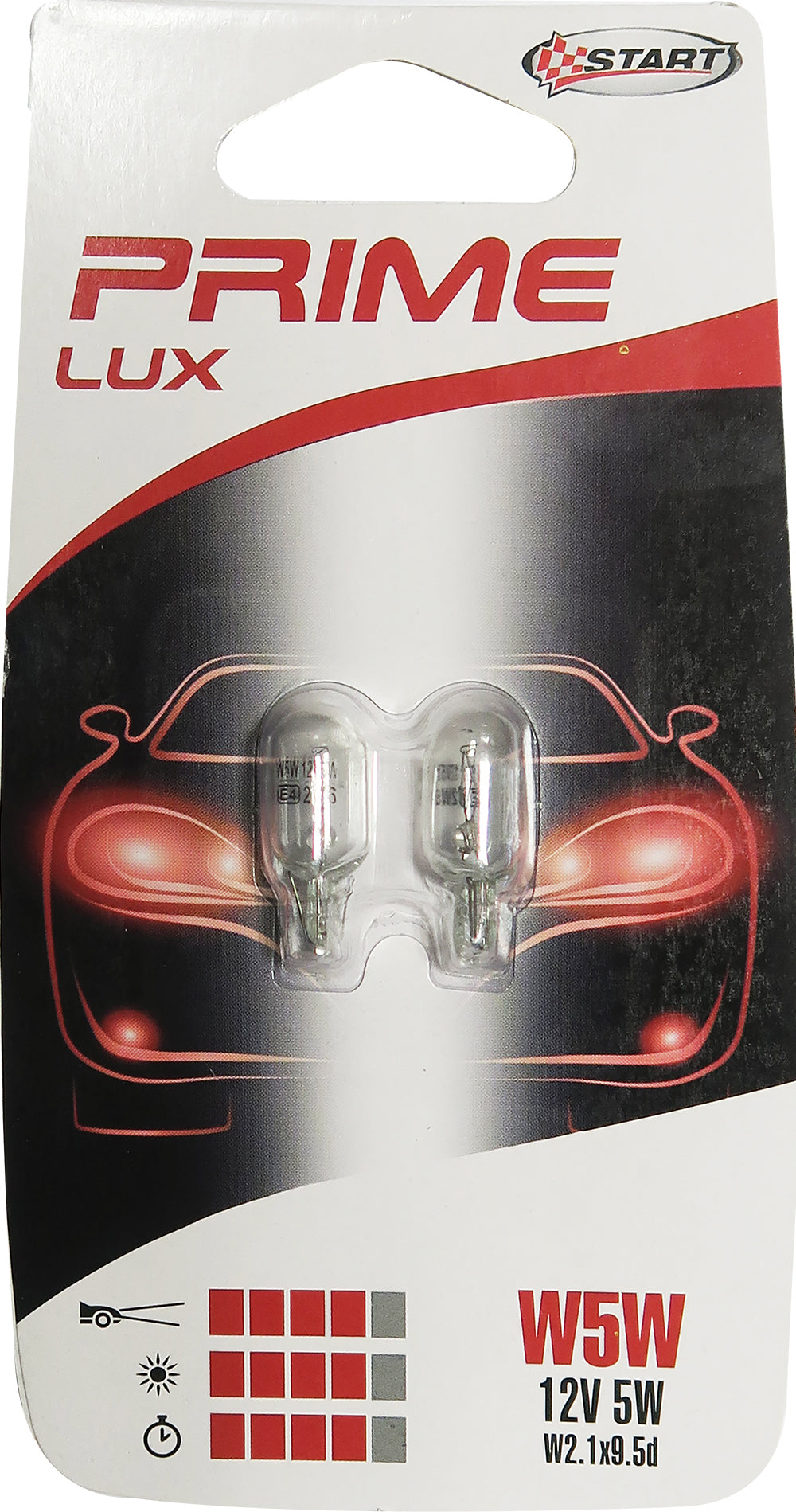 START W5W Coppia di lampadine in vetro per luci auto 12V 5WW W2, 1x9, 5d