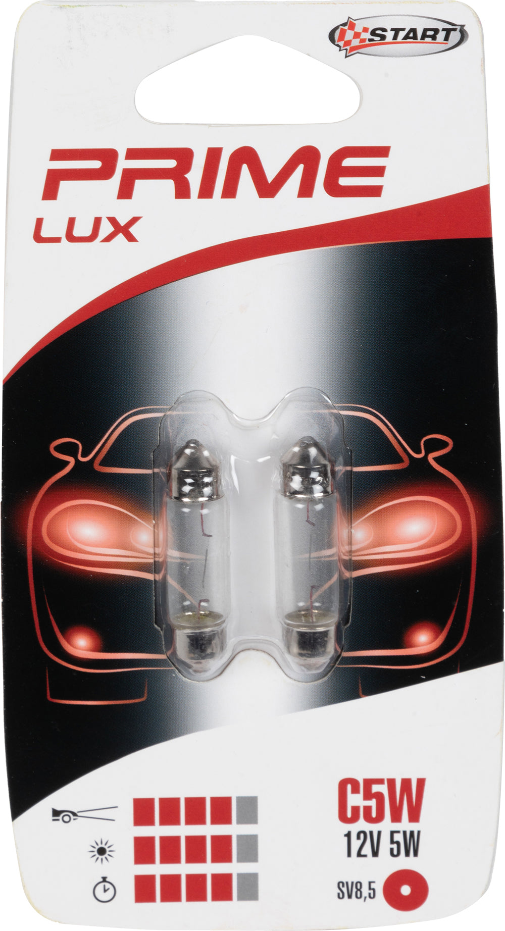 START C5W Coppia di Lampadine Siluro per luci auto 12V 5W SV8,5 misure 8mm