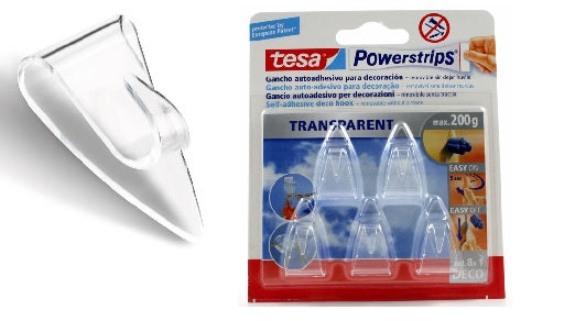 GANCIO ADESIVO REMOVIB. TRASPARENTE BLS5 PZ TESA POWERSTRIP