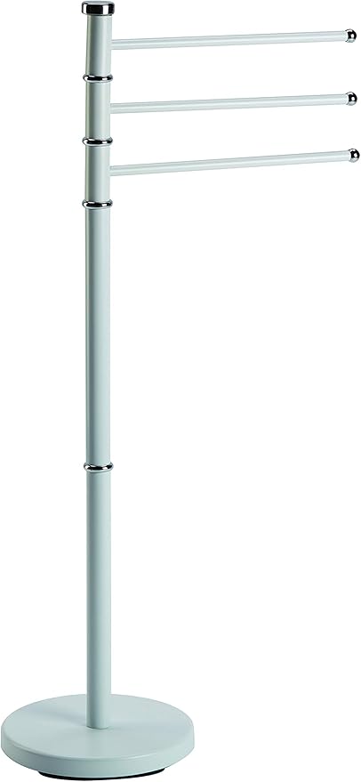 King Home PIANTANA PORTASCIUGAMANI 3 BRACCI BIANCA in acciaio 22x85,8h cm