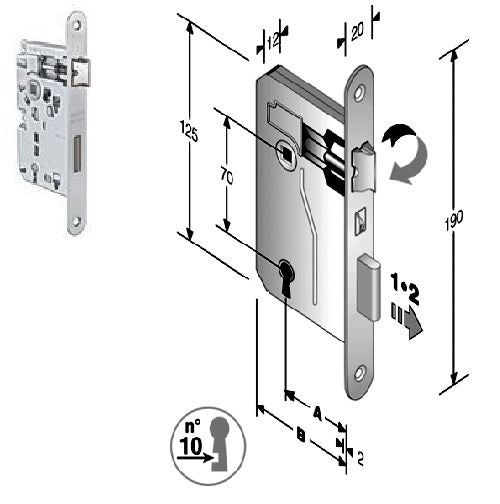 SERRATURA PATENT PICCOLA B.T. F.NICHEL.Q8 MM.50