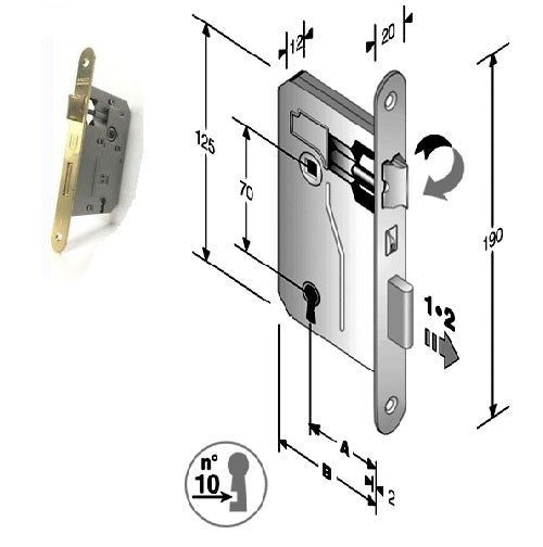 SERRATURA PATENT PICCOLA B.T. F.OTTON. Q8 MM.50