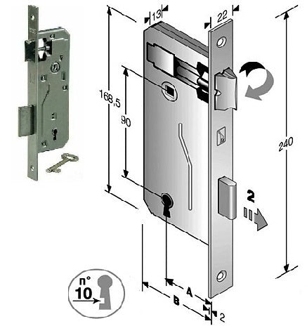 SERRATURA PATENT GRANDE B.Q. F.NICHEL. Q8 MM.50