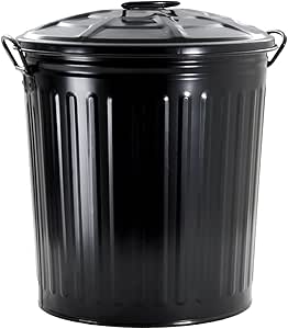 King Home BIDONE LT.35 VERNICIATO NERO con coperchio e maniglie laterali 37x41h cm