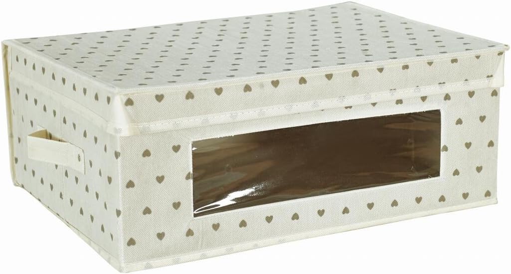 King Home SCATOLA KING BOX IN TNT PANNA 48x36x19h cm con maniglie laterali e finestrella trasparente