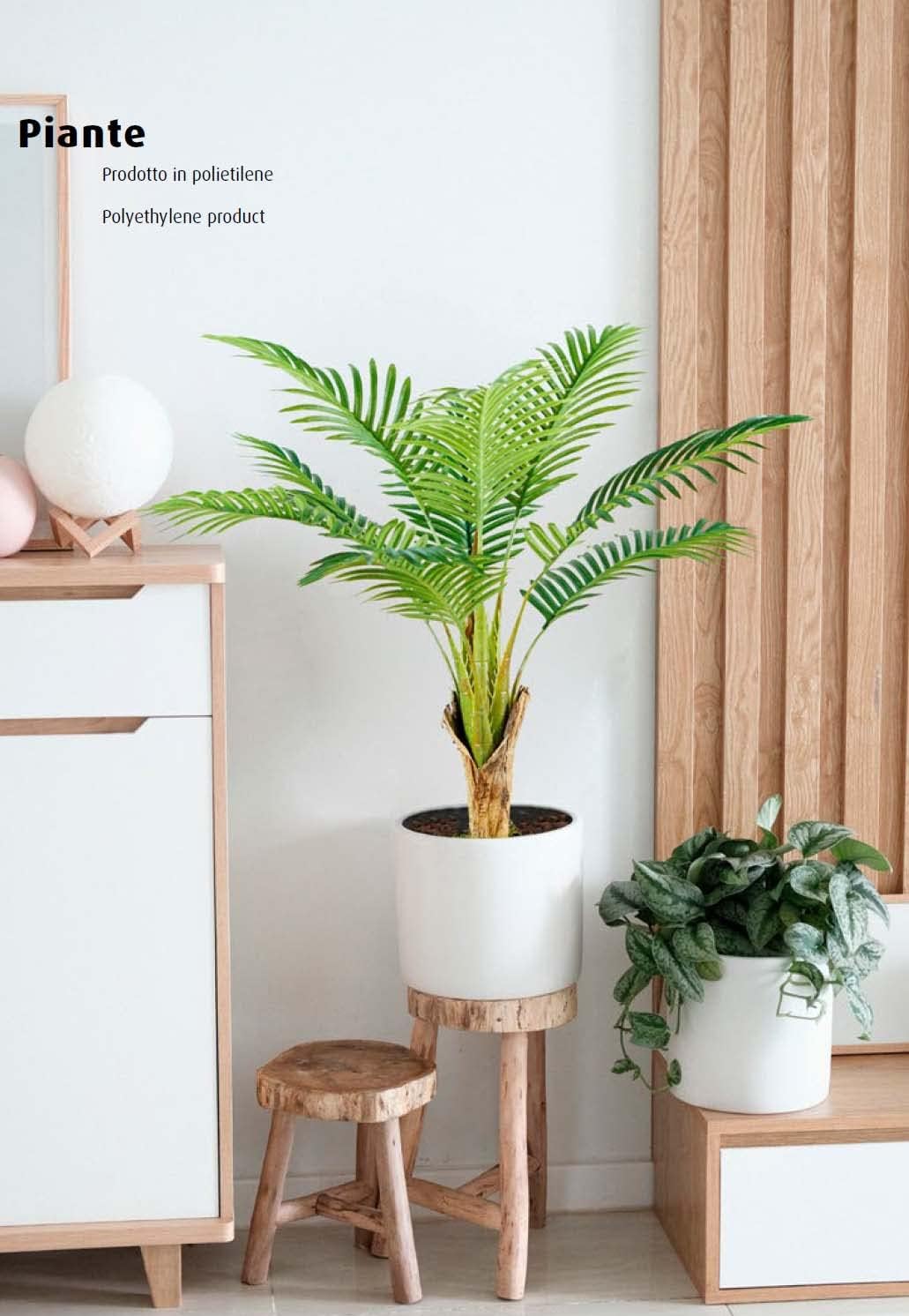King Home pianta PALMA ARECA H. 90 cm 9 FOGLIE completa di vaso con muschio