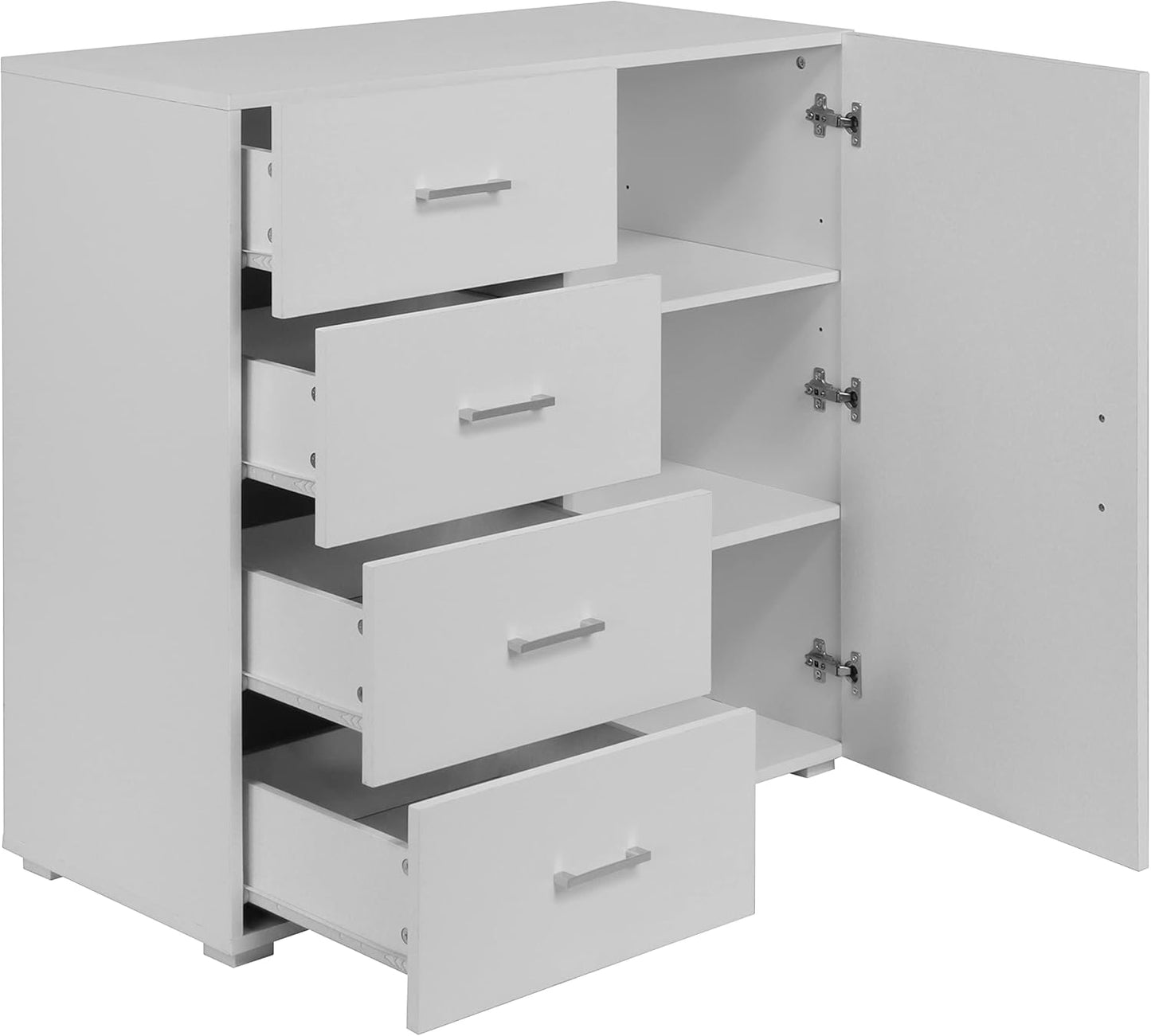 King Home CASSETTIERA 4 CASSETTI + 1 ANTA 90x41x87h cm bianca