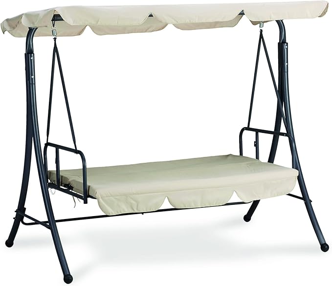 Garden Friend Dondolo a letto Bali in acciaio 190x120x165h cm rivestimento beige
