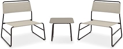 Garden Friend SALOTTO CANNES (tavolo e 2 poltrone) in acciaio color marrone e textilene color beige