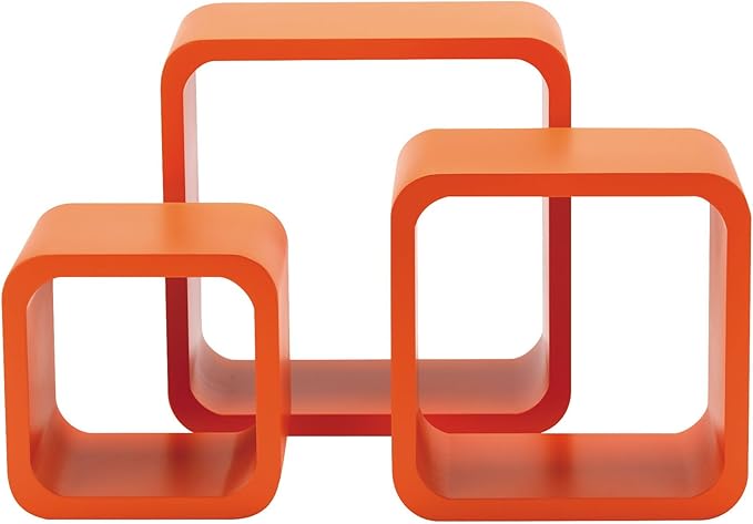 King Home SET 3 PZ (cm 17x17x15 + 22x22x15 + 27x27x15) MENSOLA QUADRA STONDATA ARANCIO CARTONE DA 4 PEZZI