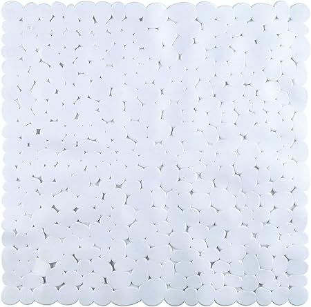 King Home TAPPETO INTERNO DOCCIA STONE BIANCO QUADRO in PVC 52x52 cm