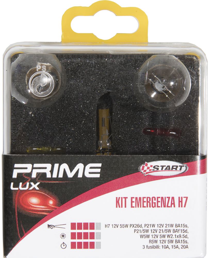 START H7 Kit Emergenza Alogena per luci auto 12V 5 lampade+2fusibili